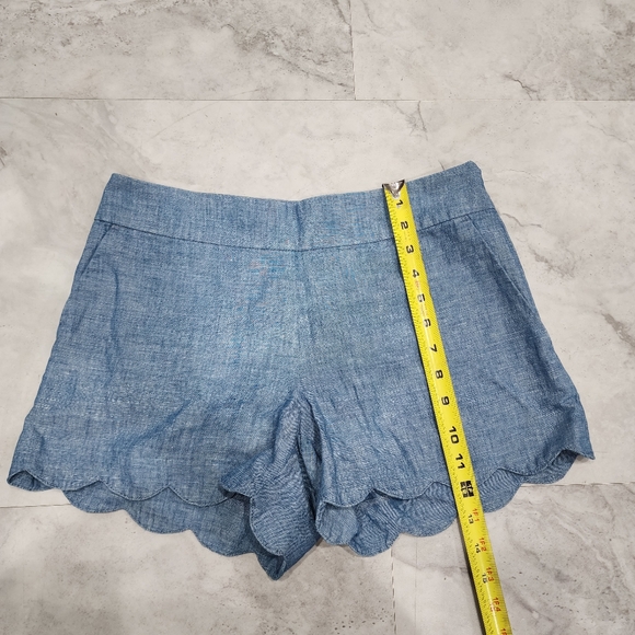 LOFT The Riviera Short Blue Linen Blend Shorts Scallop Hem Size 0 - Picture 3 of 9